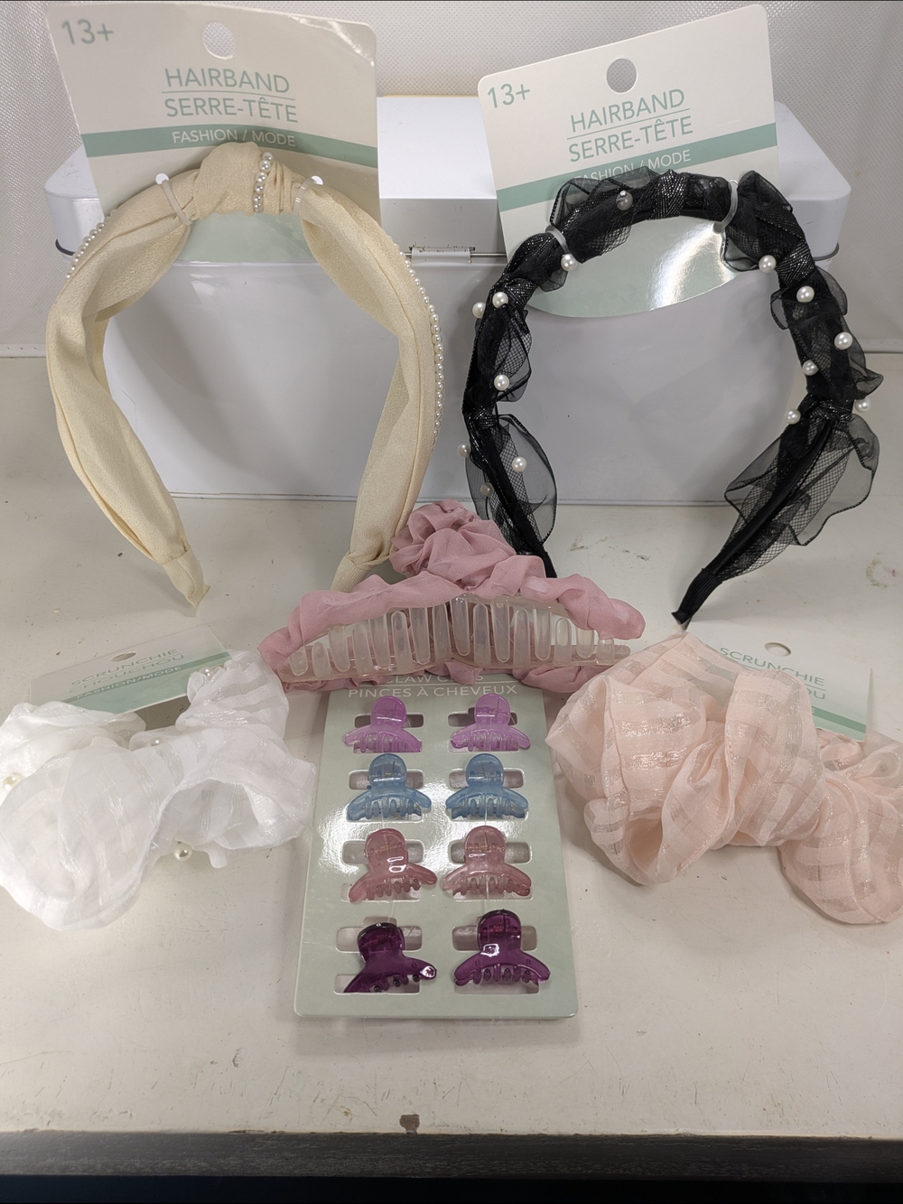 Pink Coquette Hair Accessory Bundle Headband Clips Scrunchie Set
